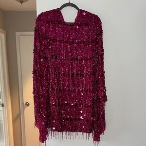Nasty Gal Fuchsia Sequin Long Sleeve Dress